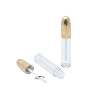 Transparente leere Make-up-Lipgloss-Flasche aus Kunststoff, klare, hohle, goldkugelförmige Lipgloss-Röhre, Lippenstift-Paket F3036 Erhtd