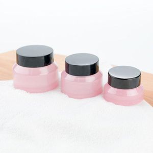 15G 30G 50G rosa Make-up-Glasgefäß mit schwarzem Deckel, 1-Unzen-Behälter, Kosmetikverpackung, Glas-Hautpflegetopf F419 Nprej