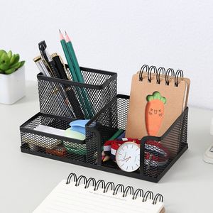 Pencil Cases Stylish Grill Mesh Pencil Holder for Desk 3 Compartments Pen Holder Organizer Pencil Cup Stationery Organizer for Office 230620