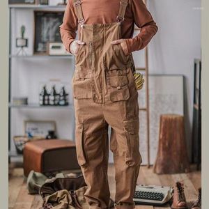 Herrbyxor avslappnade overaller herrar Europe America Retro Multi-Pocket Suspenders Bib Tusers All-Match ett stycke Staka benhopp