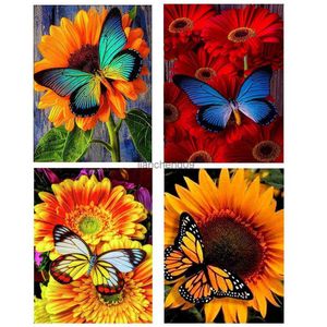 4st DIY Hela runda borrdiamantmålning Cross Stitch Craft Kits Hem Mural Art Decoration Målning Sunflower L230620