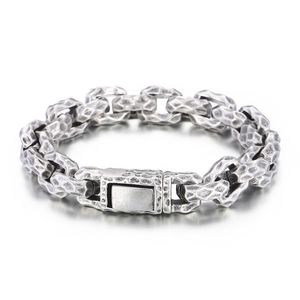 Persönlichkeit Design Muster Gliederkette Armband für Herren Jungen Edelstahl Vintage Armreif Silber 13 mm 9 Zoll 105 g Gewicht Einfache und klassische Geschenke