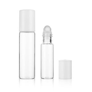 Leere 5 ml 10 ml transparente Glasrolle auf Flasche Glas Roller Ball Kosmetik Parfüm ätherisches Öl Probe nachfüllbare Flaschen F2077 Koxhi