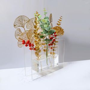 花瓶透明なアクリル花の花瓶多目的容器長方形の花のセンターピースダイニングテーブルアレンジメント結婚式の装飾