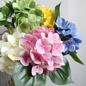 Dried Flowers High Quality Lot Hydrangea Artificial Blue Silk Heads Large Fake Flower Wall Decorated Home Decor Wedding Bouquet