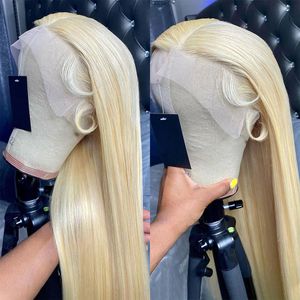 613 HD Lace Brontal Wig 13x6 3x4 Bone Straight Brazilian Blonde Lace Hair Hair Hair for Women 30 34 38 Inch Glueless Wig