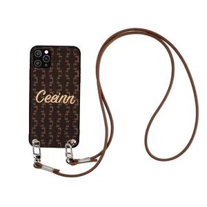 Luxury Phone Case With Hanging Cord Brand Designer Apple 14pro Cellphone Cases Crossbody Leather Rope 13promax Ladies Soft Cover
