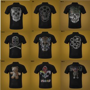 PP Men's Polo Shirt Summer Skull Diamond Phillip Plain Short Sleeve Designer T Shirt Harajuku Tee Brand Skulls Print Tops Streetwear PP168