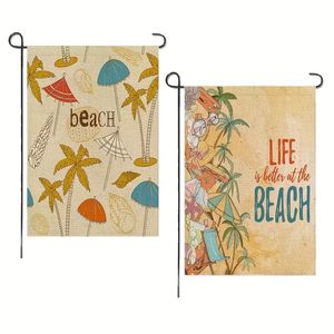 1pc, Beach Garden Flags, 12x18 Inch, Double-side Printed, Room Decor, Home Decor