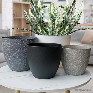 Planters POTS Frosted Imitation Stone Bonsai Flowerpot Balkong Plant Pot Nursery Pots Desk Plants Succulents Planters Home Garden Decoration R230620