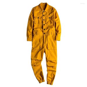 Herrbyxor mode hiphop overaller herr jumpsuit långärmad bomull punk streetwear last vår hösten manlig romper kläder