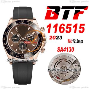 BTF Better SA4130 Automatisk kronograf Mens Watch 904L Steel Rose Gold Ceramic Bezel Brown Black Stick Dial OysterFlex Rubber Super Edition Reloj Hombre Puretime 5