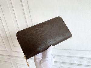 Högkvalitativ herr designer plånbok zippy plånböcker kvinnor brun blommor vit rutnät handväska läder bokstav män koppling pengar purses modedesigners korthållare med låda
