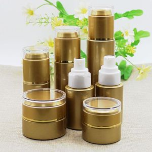 Frasco de creme de ouro 20g 30g 30ml 50ml 80ml recipiente de embalagem de cosméticos vazio frasco de bomba de loção transporte rápido F798 Bpaqw