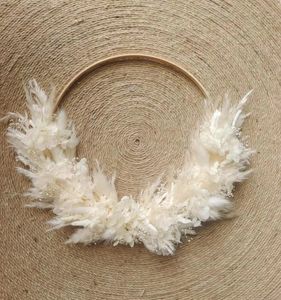 Other Event Party Supplies Pampas Grass Flower Wreath Pink Floral Spring and Summer Front Door for Home Festival Wedding Decor 230619