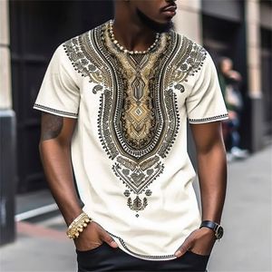 Men's T-Shirts Vintage Shirt For Men Totem Printed Ethnic Style MenS Clothing Summer Casual Short Sleeved Tops Tees Loose Oversized-Shirt 230619