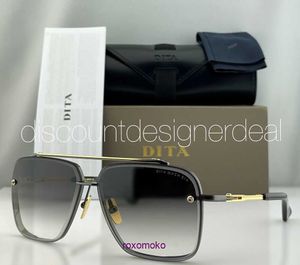 Top Original wholesale Dita sunglasses online store DITA MACH SIX Square Sunglasses Black 18K Yellow Gold Frame Gray Gradient 62 05