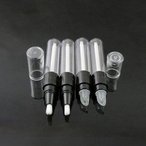 Tubo/frasco de brilho labial preto transparente de 45 ML, mini caneta giratória redonda vazia, caneta de discagem de plástico descartável com ponta de silicone F2227 Oqwqn