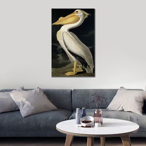 Modern handmålad abstrakt canvas konst amerikansk vit pelikan John James Audubon oljemålning heminredning för sovrum