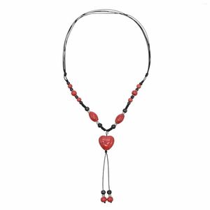 Colares com Pingente de Coração Colar de Cerâmica Para Mulheres Moda Bohemian Beads Charme Tibetano Camisola Cadeia Gargantilha Colar Vintage Jóias Pescoço