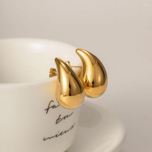 Brincos pendentes grossos banhados a ouro argola gota oca para mulheres em aço inoxidável gota d'água hipoalergênicos acessórios para joias