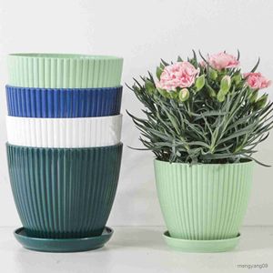 Vasos para plantas Vasos para jardim doméstico com bandeja Vasos para plantas de flores multicoloridas Vasos para viveiro de mudas de flores com bandeja para ambientes externos internos FU R230620