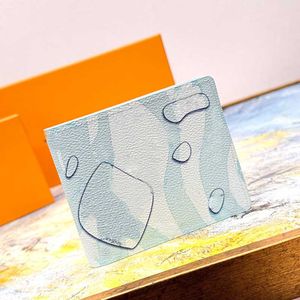 M82307 novo designer carteira masculina carteiras curtas femininas titular do cartão bolsa longa de alta qualidade gota de água flor lona bolsas de bolso com caixa m82371