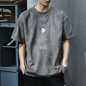 Mens Tshirts Handsome Round Neck Man Short Sleeve Pullovers Solid Color Vintage Spring Summer Thin Streetwear Clothing Loose 230619