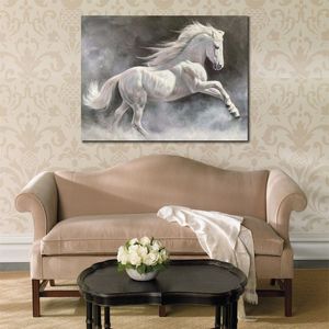 Ręcznie robione abstrakcyjne obraz olejny na płótnie Grey Horse Vibrant Wall Art Artpiece do biura