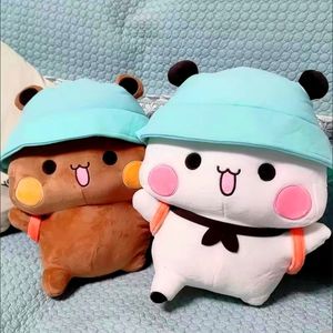 Plyschdockor kawaii bubu och dudu panda plysch söt panda plushie dolltecknad panda björn fylld mjuk kudde leksak för barn födelsedagspresent 230619