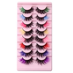 Handmade Reusable Colorful False Eyelashes Extensions Messy Crisscross Multilayer Thick Fake Lashes with Color Full Strip Lash