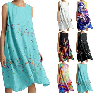 Casual Dresses Women'S Stretch Cotton And Linen Comfortable Beach Dress Flame Evening For Women Maxi