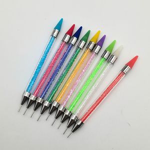 Dotting Tools Bulk 100pcs s Picker Wax Pen Dual Head Crystal Studs Gems Pencil Nail Art DIY Decoration Tool 230619