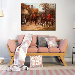 Hunting Dogs Canvas Art The Meet Ye Olde Wayside Inn Handmade Heywood Hardy Painting Landscape Artwork High Quality