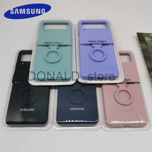 Obudowy telefonu komórkowego Samsung Galaxy Z Flip 4 3 płynny silikonowy obudowa jedwabisty miękki dotknięcie tylnej okładki ochronne z pierścieniem palcem Galaxy Z Flip4 Flip3 Case J230620