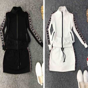 Designer de vestido de duas peças 2022 fábrica por atacado novo modelo algodão lazer esportes high-end casaco cardigã feminino terno da equipe conjunto de duas peças KYT3
