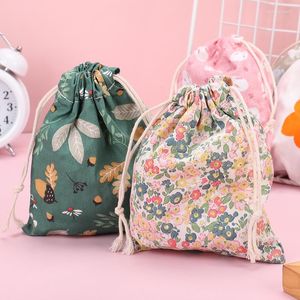 Bolsas de compras mini fofas com estampa de frutas e cordão para armazenamento, doces, joias, organizador de bolso, bolsa cosmética, moeda, batom, fone de ouvido, bolsa