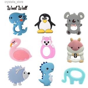 1pc Baby Teething Toys Cartoon squirrel rabbit dinosaur Silicone Teether Pendant Necklace Accessories Infant Chew Toy Koala bear L230518