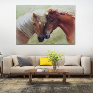 Cavalos abstratos arte em tela par de cavalos marrons pintura artística feita à mão música moderna decoração de quarto