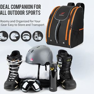 Bolsas para exteriores IKEEP Bolsa para botas de esquí 65L Mochila impermeable para snowboard Equipaje de viaje Paquete de equipo para casco Gafas Chaqueta Guantes 230619