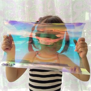 A4 PVC Holographic Sheet 8" x 12" (20cm x 30cm) Transparent Iridescent Vinyl Rainbow Glossy Clear Film Mirrored Foil Laser Fabric for Shoes Bag Sewing Patchwork Window