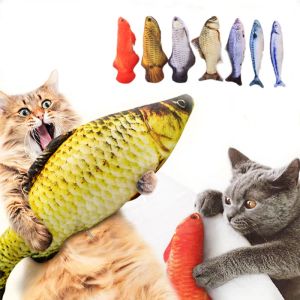 Pet Soft Plush 3D Fish Shape Cat Bite Resistant Toy Interactive Gift Fish Toys Stuffed Pillow Doll Simulation Fish Playing Toy