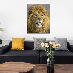 Animal Portrait Canvas Art Silly Face Painting Handmade Modern Decor for Kitchen