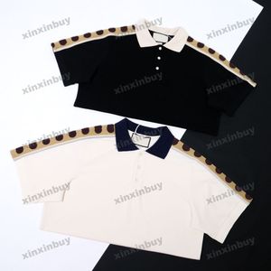 xinxinbuy Men designer Tee t shirt 23ss Reflective Shoulder Ribbon Double Letter Jacquard short sleeve cotton women black apricot M-XL