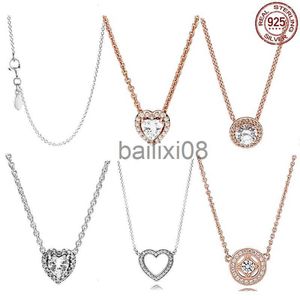 Pendant Necklaces Fashion 925 Sterling Silver Heart Pendant Neckle fit Pandora Premium Jewelry Gift J230620