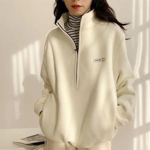 Damen Hoodies Koreanische Warme Fleece Sweatshirt Frauen Frühling Herbst Casual Lose Brief Kpop Mode Plus Velevt Top 2023 Pullover outwear