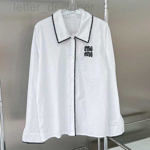 Blusas femininas camisas designer 2023 nova edição alta luxo moda clássico contraste cor cravejado camisa diamante solta casual versátil top 1vvx