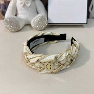 23ss women designer accessories women Hair band brand Woven diamond chain square metal logo decoration headband versatile Hair Accessories woman jewelry a1