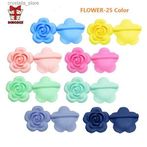 BOBO.BOX 5pcs Rose Silicone Beads Baby Teethers Flower Food Grade Baby Teething Toys For Pacifier Chain Necklace DIY Accessories L230518