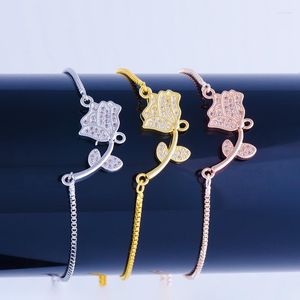 Takı için Charm Bilezik Malzemeleri Zirkon Çiçek Bilezik Kadınlar El Yapımı Bakır Mikro Pave Bangles Bijoux Pulseras Femme